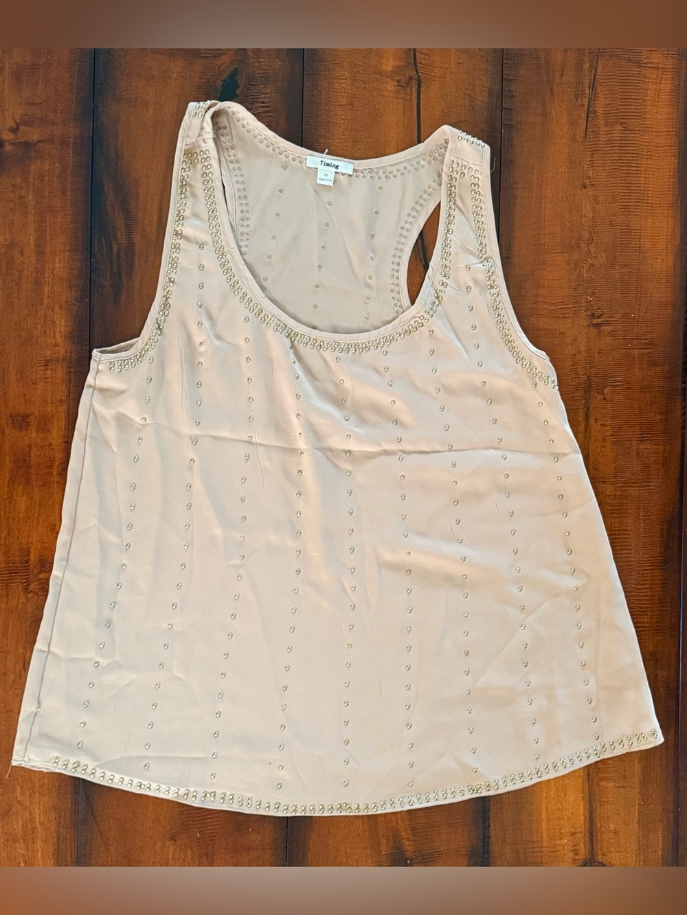 Timing Tan Studded Racerback Tank Top